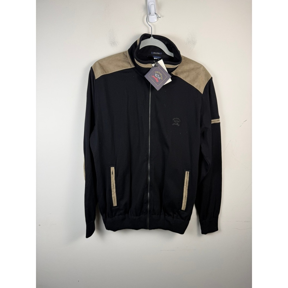 Paul & Shark Yachting Mens Woven Blouson Jacket Black Tan XL P09P0921 New